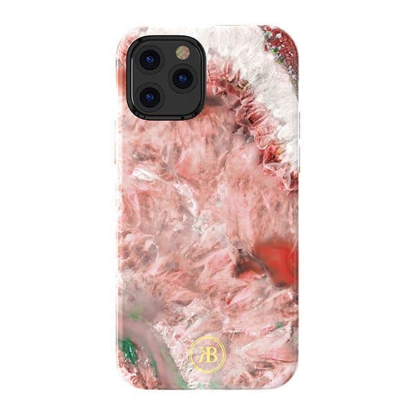 Kingxbar Agate Serie Elegant Cover med Agat Print til iPhone 12 Mini Rød