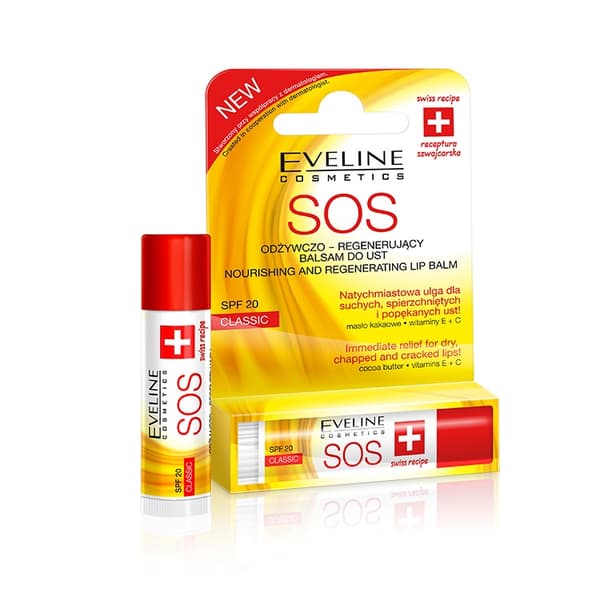 Eveline Cosmetics SOS Ravitseva ja Korjaava Huulivoide SPF20 Classic, 4.5ml