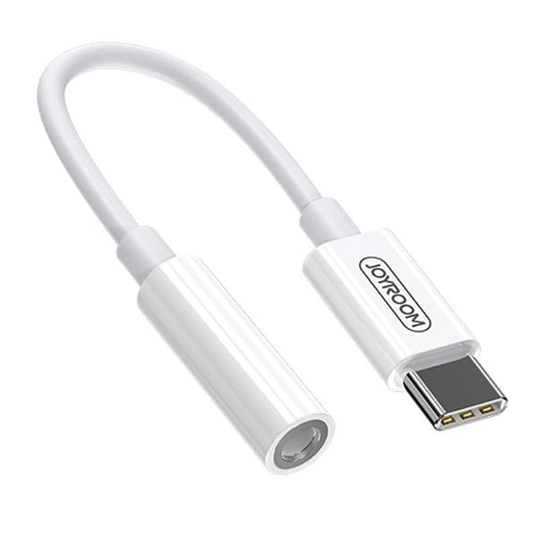 Joyroom SH-C1 Hörlursadapter 3,5 mm Mini Jack (Hona) / USB-C (Hane) - Vit
