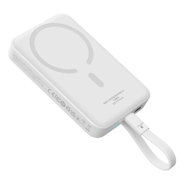 Baseus Magnetisk Mini MagSafe Powerbank 10000mAh 30W med USB-C kabel - hvid + Baseus Simple Series USB-C - USB-C kabel 60W 0.3m Hvid