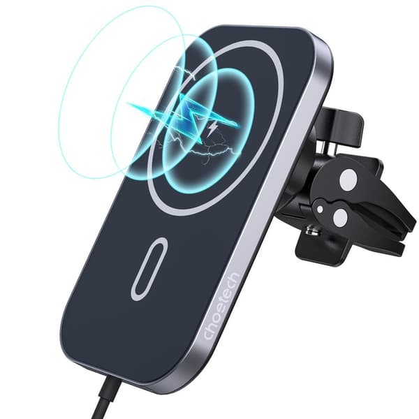 Choetech Trådlös Bilhållare och Magnetisk Qi-Laddare 15W, Kompatibel med MagSafe, Svart (T200-F)