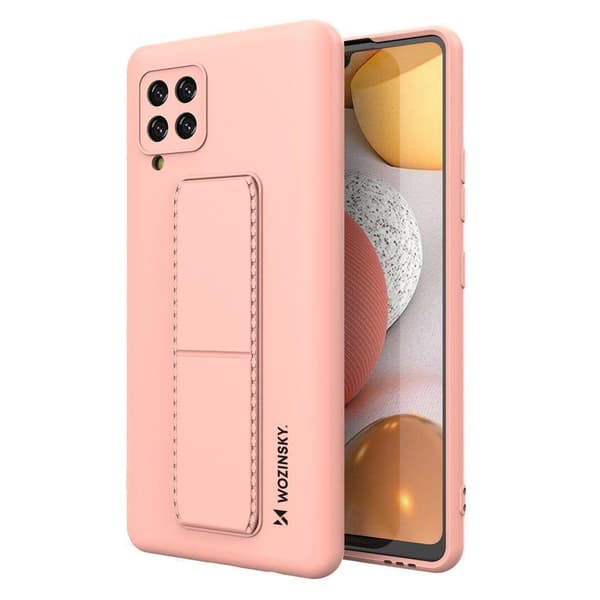 Wozinsky Stativ Cover Silikone Etui med Stand til Samsung Galaxy A42 5G Lyserød