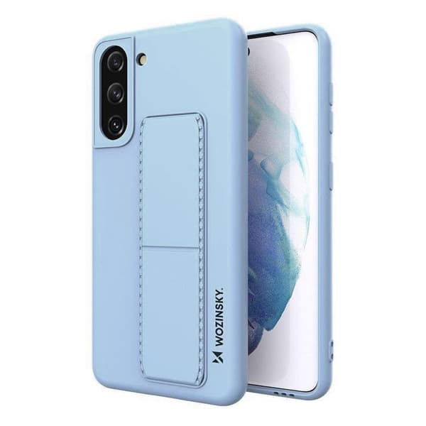 Wozinsky Kickstand Cover Silikone Etui med Stand til Samsung Galaxy S21+ 5G Lyseblå