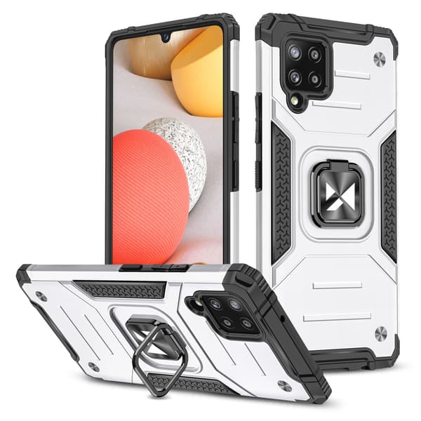 Wozinsky Ring Armor beskyttelsesetui med hybrid design & magnetisk holder til Samsung Galaxy A42 5G - Sølv