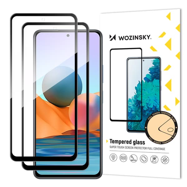 Wozinsky Full Glue Hærdet Glas til Xiaomi Redmi Note 12 Pro+ / Note 12 Pro / Note 12 5G / Note 12 / Note 10 Pro - Sort (2 stk.)