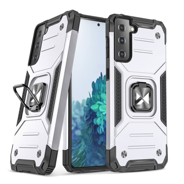 Wozinsky Ring Armor panssaroitu hybridi suojakotelo + magneettipidike Samsung Galaxy S22+ (S22 Plus) hopea