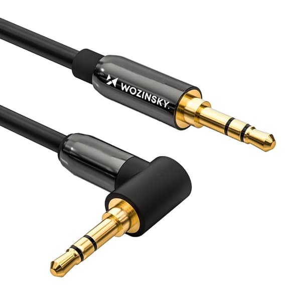 Wozinsky Vinklet AUX-kabel (han-han) mini jack 2 m sort