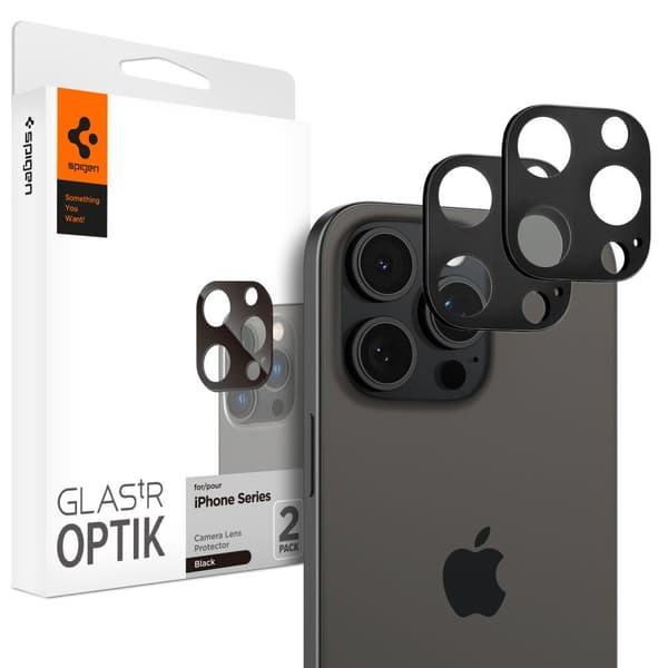 Spigen Optik.tR Kamera Beskytter til iPhone 14/15/16 Pro/Pro Max - Sort, 2 stk.