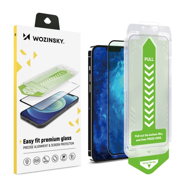 Härdat 9H Glas med Monteringsram för iPhone 14 - Wozinsky Premium Skärmskydd i Svart