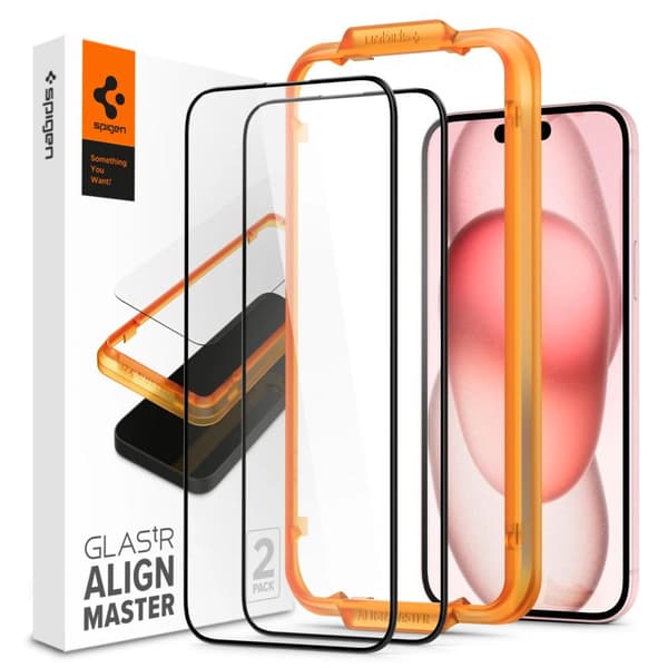 Spigen ALM Hærdet Glas FC til iPhone 15 Plus - Sort, 2 stk.