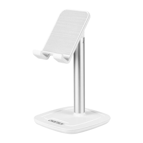Choetech H035 säädettävä alumiiniteline puhelimille ja tableteille - valkohopea