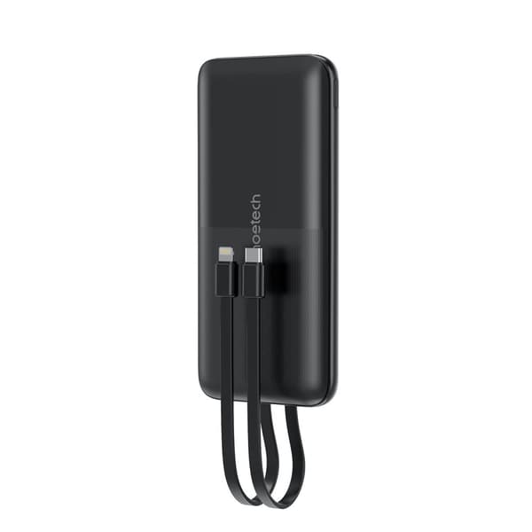 Strømbank Choetech B654 10000mAh 22.5W USB-A / USB-C / micro USB m. indbygget USB-C / Lightning kabel - sort