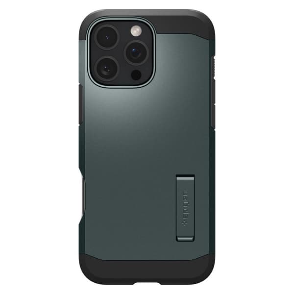 Spigen Tough Armor MagSafe Cover med Stand til iPhone 16 Pro - Grøn