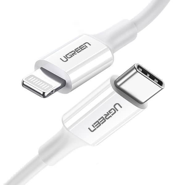 Ugreen US171 Lightning til USB-C-kabel, MFi-certificeret, PD 20W, 480Mb/s, 1m, hvid