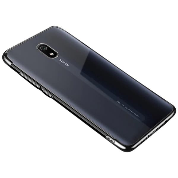 Xiaomi Redmi 8A Klar Färgat Silikonskal med Metallisk Ram, Svart