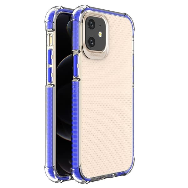 Elastisk Blåt Gel Cover med Farverig Ramme til iPhone 12 Mini - Spring Armor