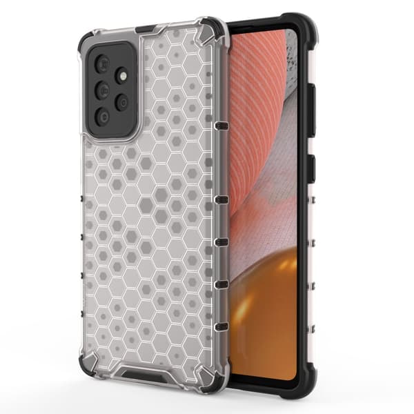 Samsung Galaxy A72 4G Suojakotelo, Läpinäkyvä Honeycomb Kova Kuori ja Pehmeä Kehys