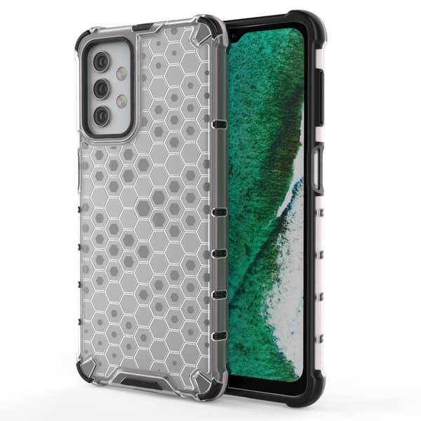 Samsung Galaxy A32 5G Stødsikkert Cover med Gele Ramme - Gennemsigtigt Honeycomb Design