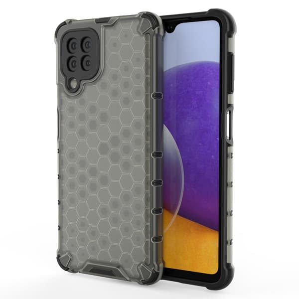 Samsung Galaxy A22 4G Iskunkestävä Suojakotelo Hunajakennorakenteella, Musta