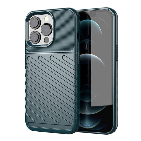 Thunder Case fleksibel pansret cover til iPhone 13 Pro grøn