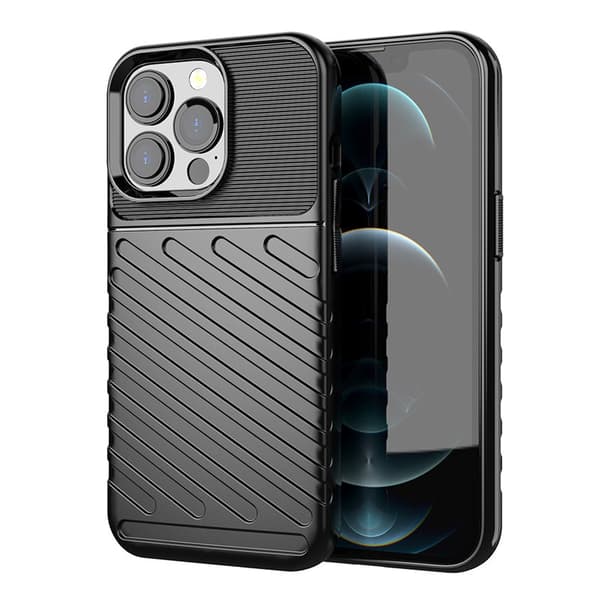 Suojaava Joustava Musta Kotelo iPhone 13 Pro - Thunder Case