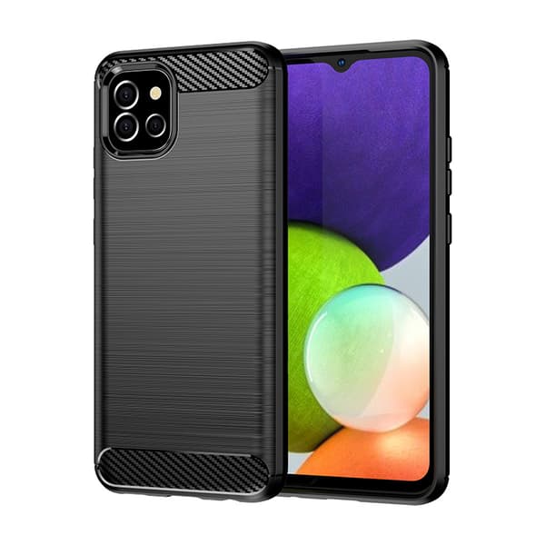 Samsung A03S EU Yhteensopiva Hiilikuituinen Joustava Suojakotelo, Musta
