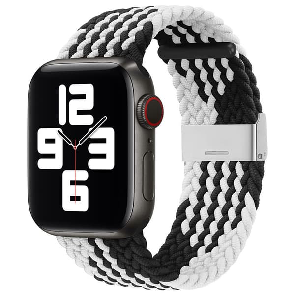Flettet Stofrem til Apple Watch 9/8/7/6/SE/5/4/3/2 (41mm/40mm/38mm) Sort-Hvid armbåndsurrem