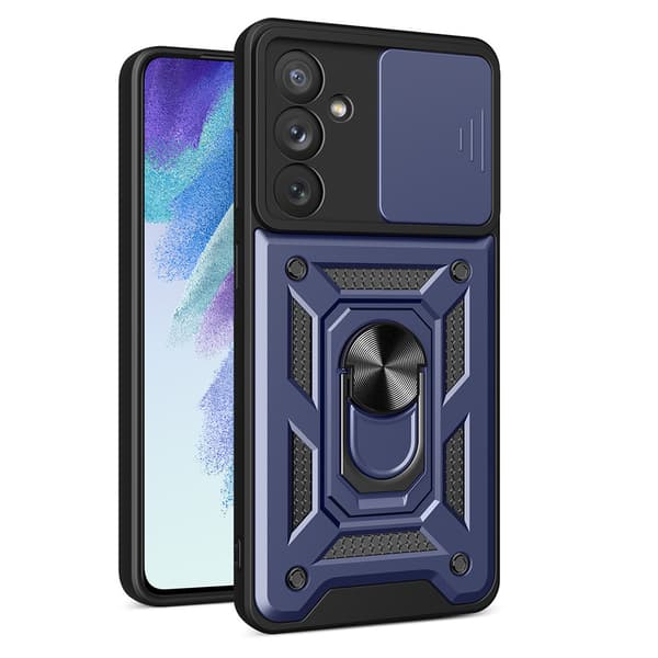 Hybrid Armor Camshield cover til Samsung Galaxy A54 5G stærk etui med kamera beskyttelse blå