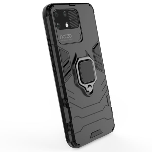 Realme Narzo 50A Svart Hybridskal med Ringhållare och Magnetfunktion