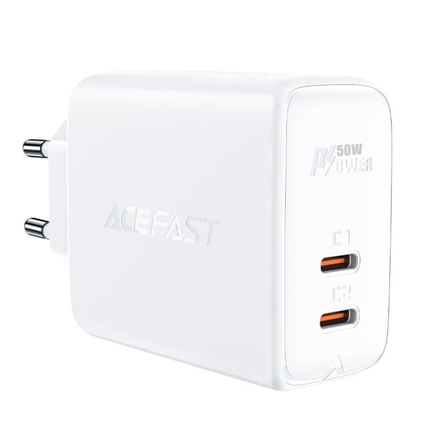 Acefast GaN USB-C Oplader 50W, PD, QC 3.0, AFC, FCP Hvid (A29)