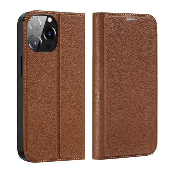 Dux Ducis Skin X2 Nahkakotelo iPhone 14 Pro Maxille, Magneettikansi, Ruskea