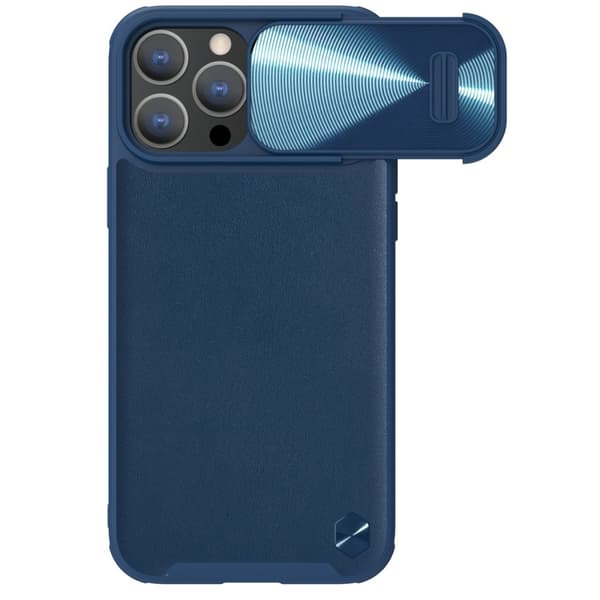 Nillkin CamShield Leather S Cover til iPhone 14 Pro med kamerabeskyttelse blå