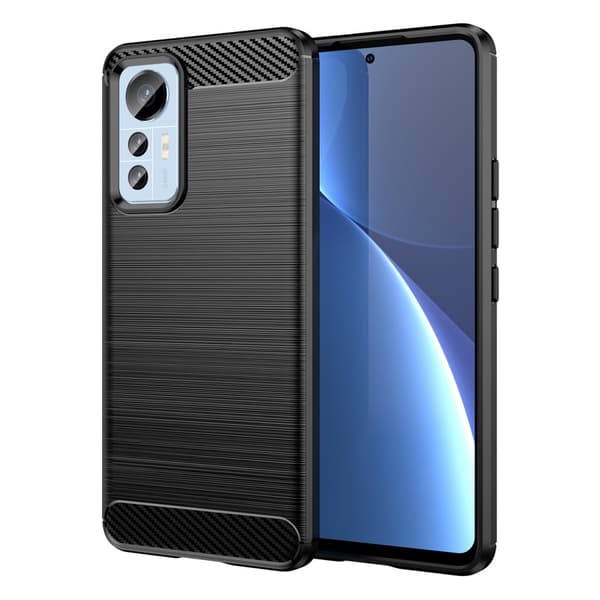 Xiaomi 12 Lite Fleksibelt Silikone Karbon Etui - Sort