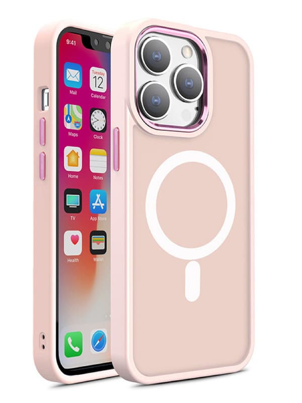 Magnetisk MagSafe Case til iPhone 15 - Color Matte, Lyserød
