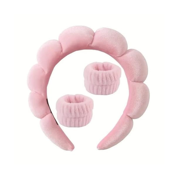 Ecarla Skönhetsbandsset för huvudet och handlederna Rosa, 3-pack
