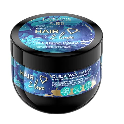 Eveline Cosmetics Hair 2 Love Oliekur til middelporøse hår, 300 ml