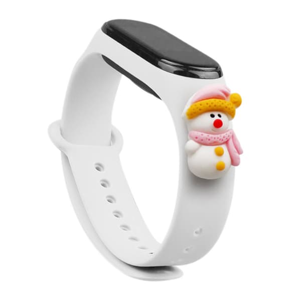 Xmas rem til Xiaomi Mi Band 4/3, silikonearmbånd, hvid (snemand 2)