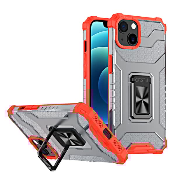 Krystalring Panser Hybrid Etui med Magnetisk Holder til iPhone 12 Mini - Rød