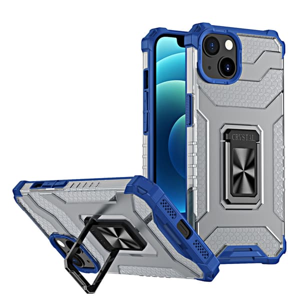 iPhone 12 Blå Krystal Ring Hybrid Panzercase med Magnetisk Holder