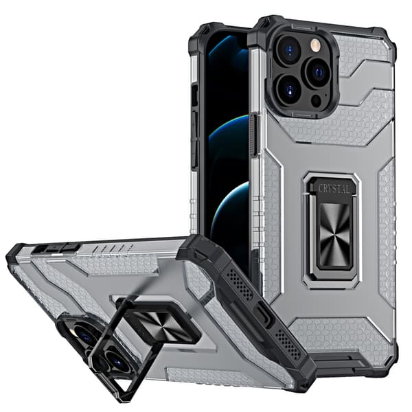 Hybrid Panser-sag med Krystal Design + Magnetisk Holder til iPhone 12 Pro Max - Sort
