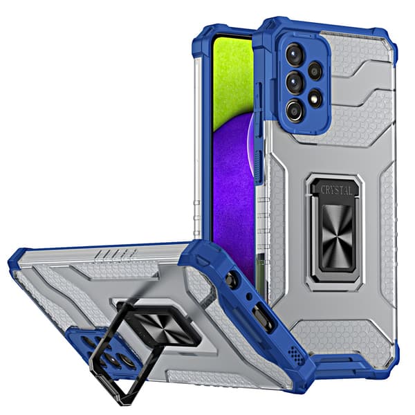 Crystal Ring Case hybrid cover med magnetisk holder til Samsung Galaxy A72 4G i blå