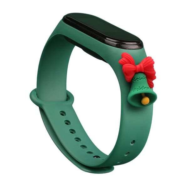 Jouluteemainen silikoninen ranneke Xiaomi Mi Band 4/3:lle, tummanvihreä (kellokoriste)