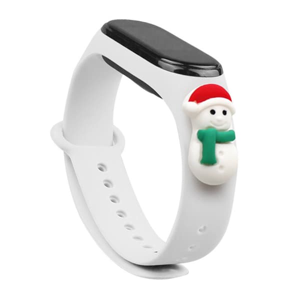 Juletema Silikone Armbånd til Xiaomi Mi Band 3/4 - Hvid (Snemand-design)