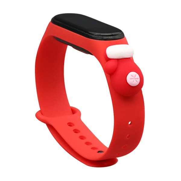 Jouluteemainen silikoniranneke Xiaomi Mi Band 3/4 - Punainen (Kinnas)