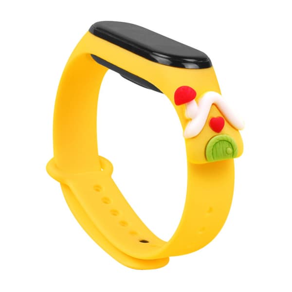 Jouluteemainen Silikoniranneke Xiaomi Mi Band 4 / Mi Band 3: Keltainen (Talon Kuvat)