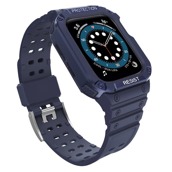 Skyddsrem med Fodral för Apple Watch 7 / 6 / 5 / 4 / 3 / 2 / SE (41 / 40 / 38mm) Pansarskal Klockskydd Blå