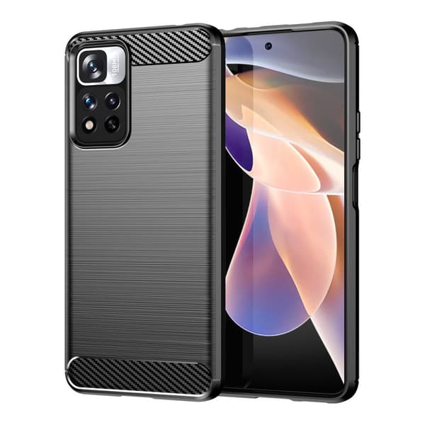 Kulstof Cover Fleksibelt Etui til Xiaomi Redmi Note 11 Pro+ 5G (Kina) / 11 Pro 5G (Kina) / Mi11i HyperCharge / Poco X4 NFC Sort
