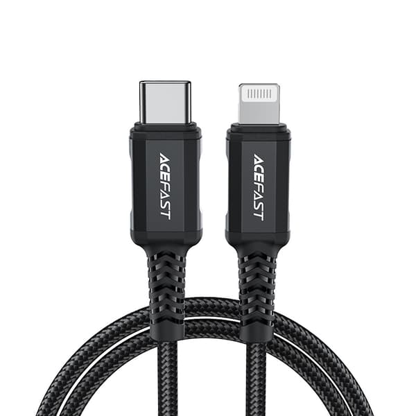 Acefast C4-01 Lightning til USB-C Kabel - PD 30W, 3A, 480Mb/s, 1,8m - Sort