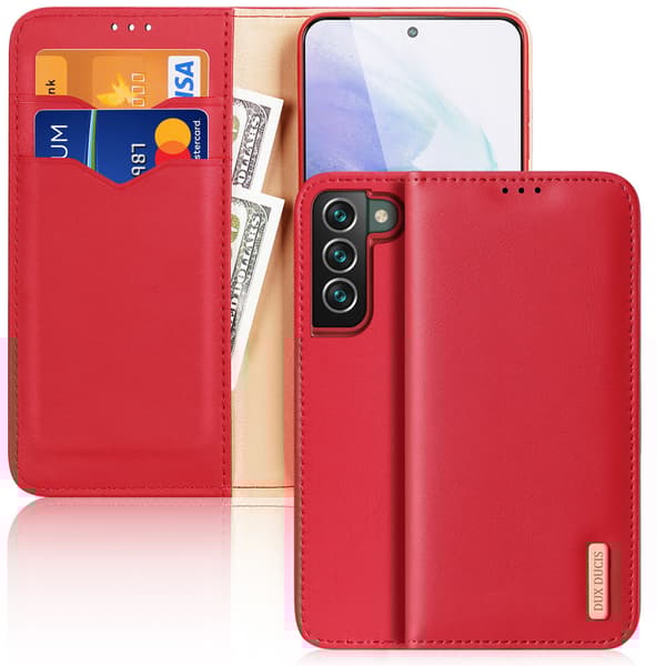 Dux Ducis Hivo nahkainen lompakkokotelo korttipaikoilla Samsung Galaxy S22+ (S22 Plus) punainen