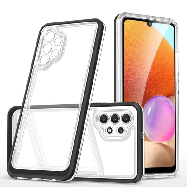 Samsung Galaxy A32 5G: Klar 3-i-1 Etui med Sort Ramme - Fleksibel Jelly Cover